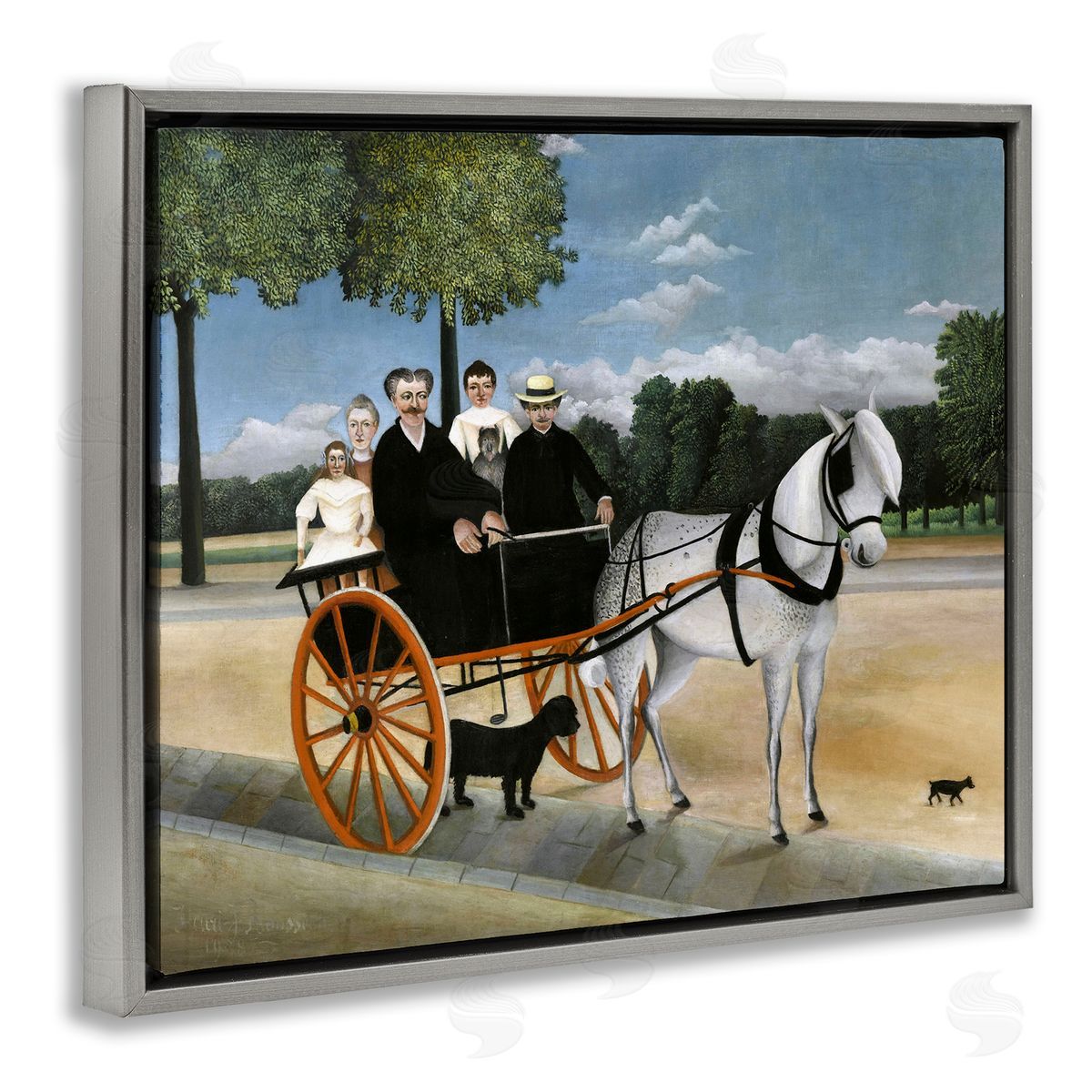 one1000paintings La Carriole du pere Junier Henri Rousseau Painting Gray Floating Frame Canvas Wall Art Print
