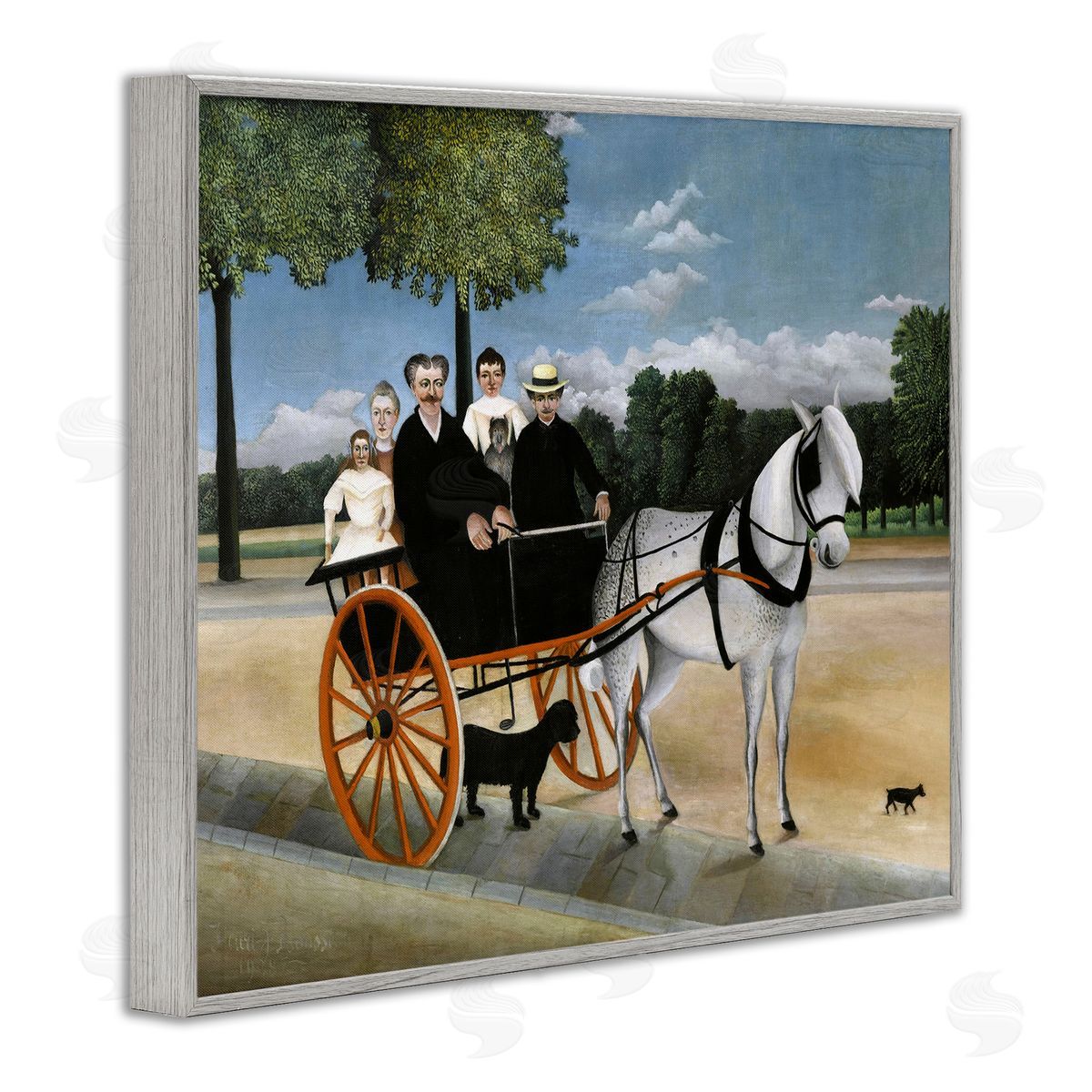 one1000paintings La Carriole du pere Junier Henri Rousseau Painting Gray Framed Giclee Wall Art Print