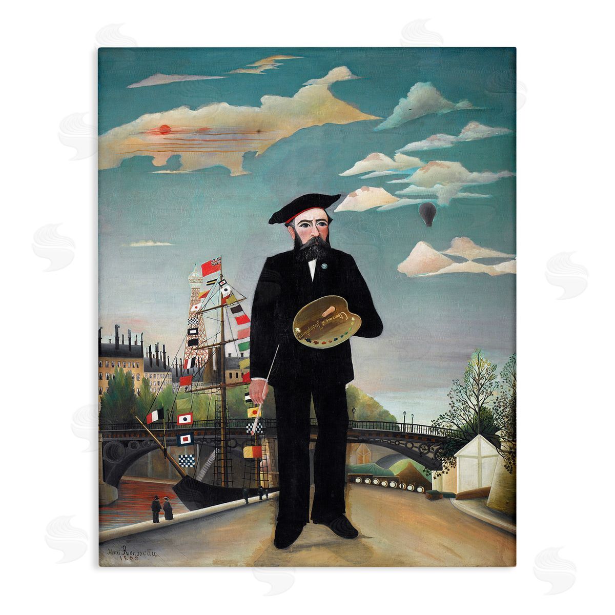 one1000paintings Myself Self Portrait Henri Rousseau Classical Painting Stretched Canvas Wall Art Print