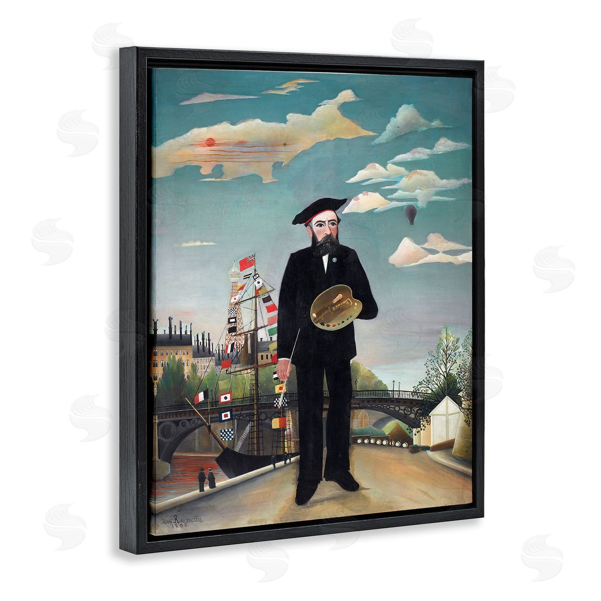 one1000paintings Myself Self Portrait Henri Rousseau Classical Painting Black Floating Frame Canvas Wall Art Print
