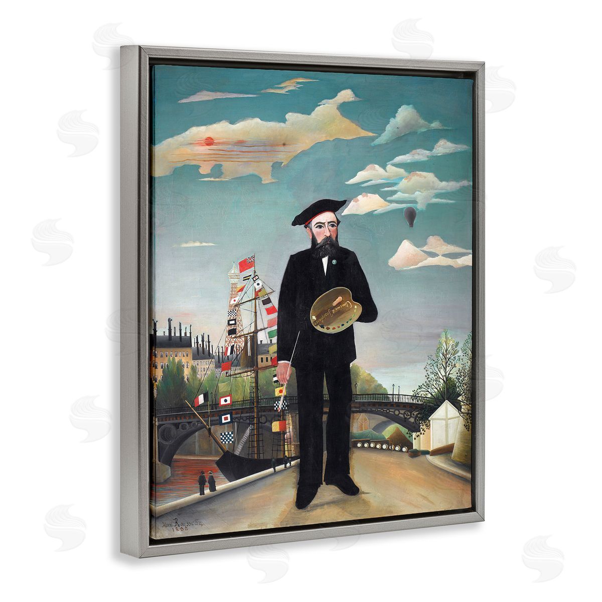 one1000paintings Myself Self Portrait Henri Rousseau Classical Painting Gray Floating Frame Canvas Wall Art Print