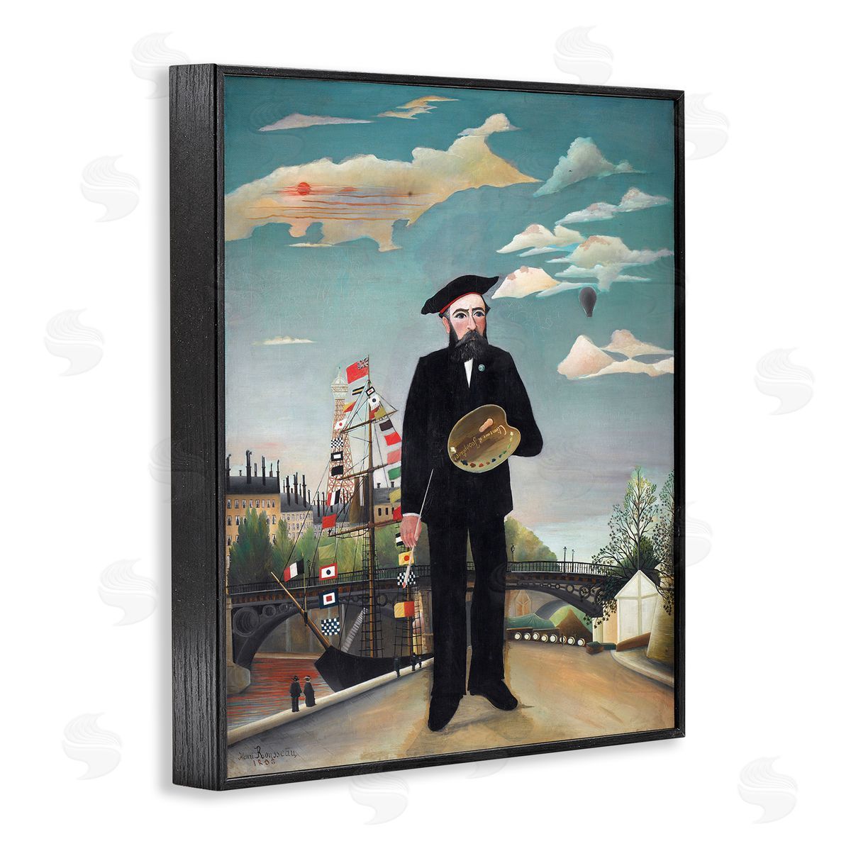 one1000paintings Myself Self Portrait Henri Rousseau Classical Painting Black Framed Giclee Wall Art Print
