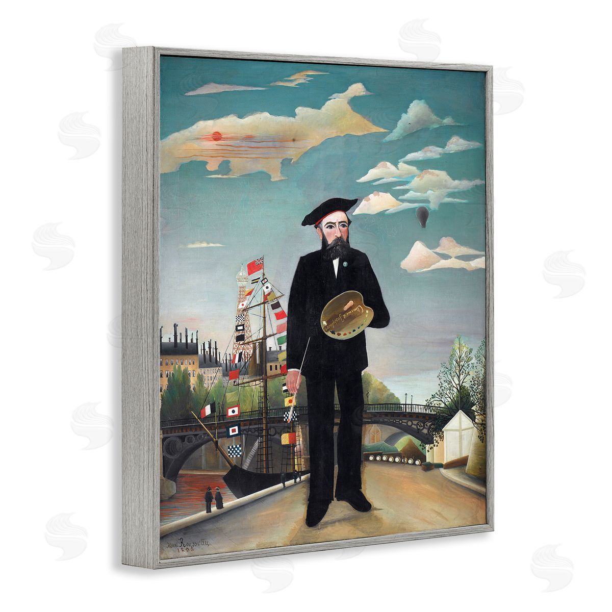 one1000paintings Myself Self Portrait Henri Rousseau Classical Painting Gray Framed Giclee Wall Art Print