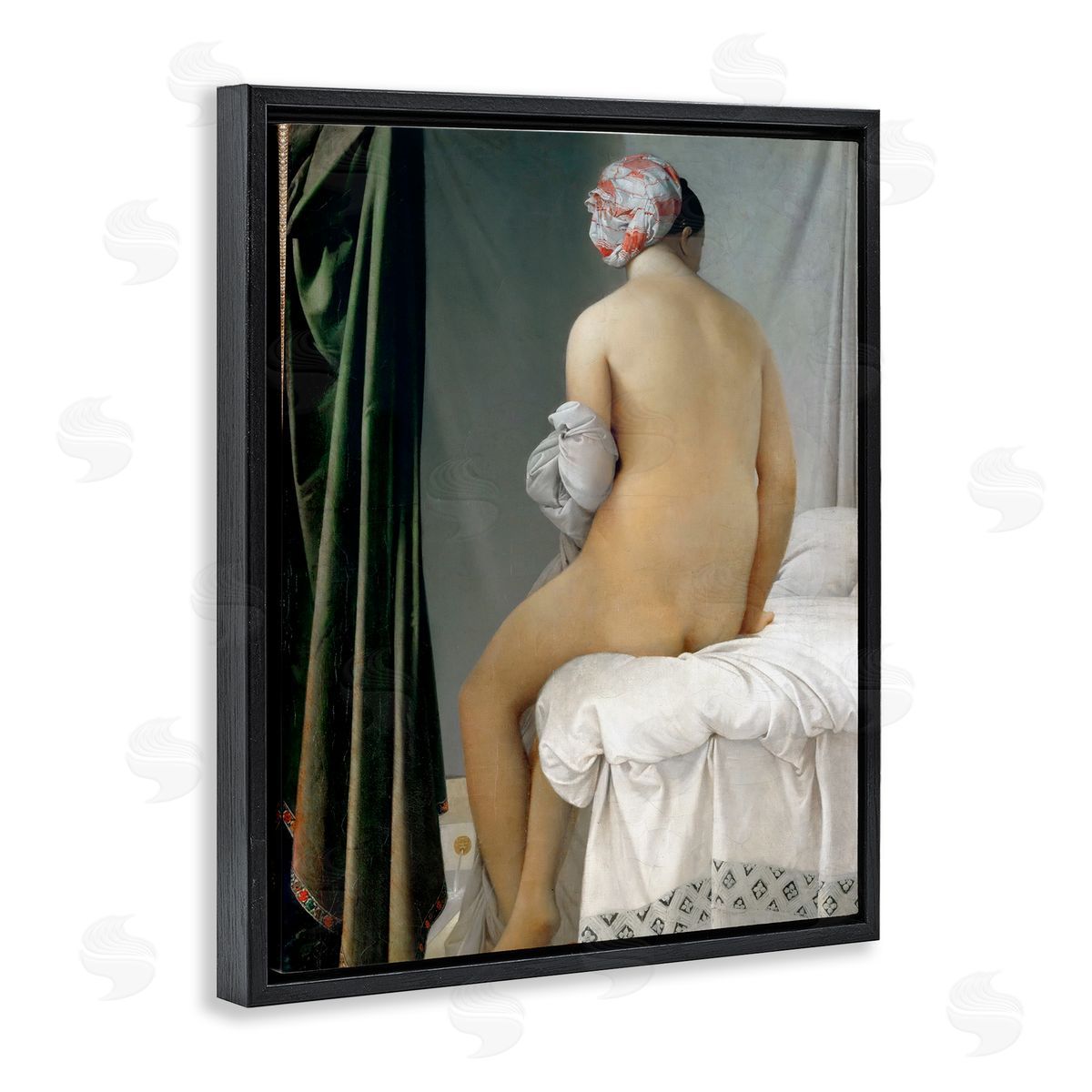 one1000paintings La Baigneuse Valpincon Jean Auguste Dominique Ingres Bather Painting Black Floating Frame Canvas Wall Art Print