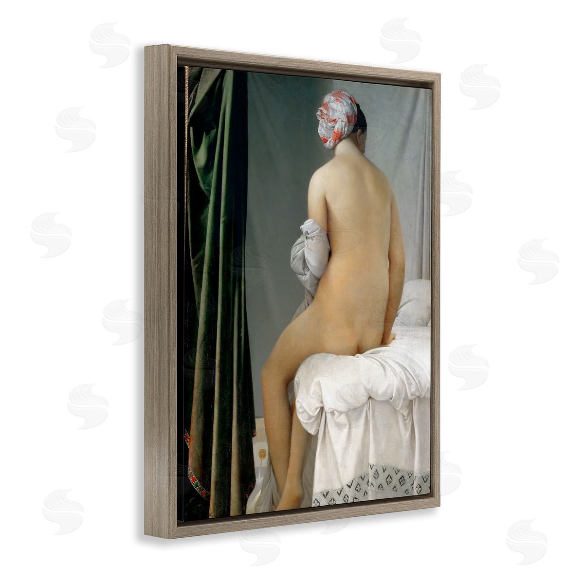 one1000paintings La Baigneuse Valpincon Jean Auguste Dominique Ingres Bather Painting Brown Floating Frame Canvas Wall Art Print