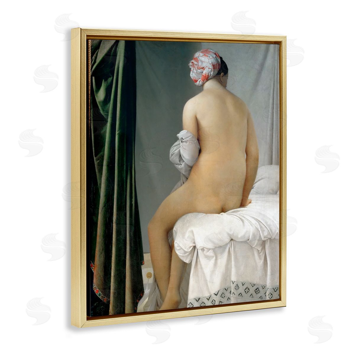 one1000paintings La Baigneuse Valpincon Jean Auguste Dominique Ingres Bather Painting Gold Floating Frame Canvas Wall Art Print