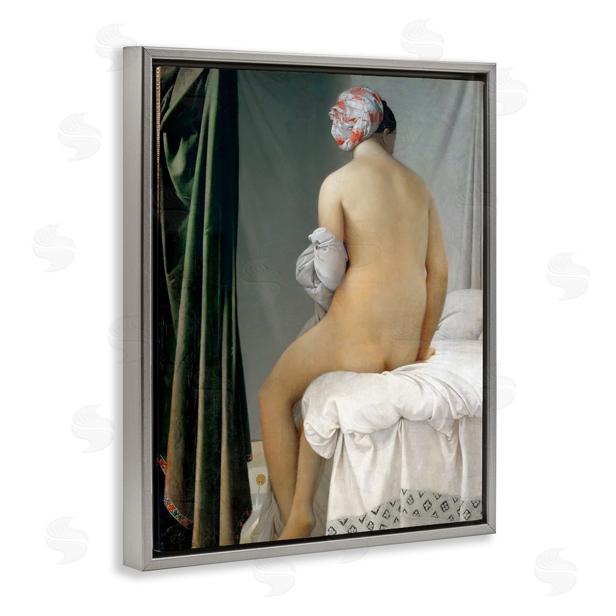 one1000paintings La Baigneuse Valpincon Jean Auguste Dominique Ingres Bather Painting Gray Floating Frame Canvas Wall Art Print