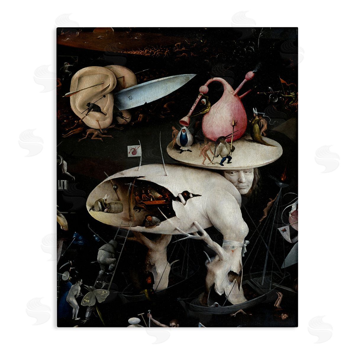 one1000paintings Garden of Earthly Delights Right Panel Detail Hieronymus Bosch Painting Stretched Canvas Wall Art Print
