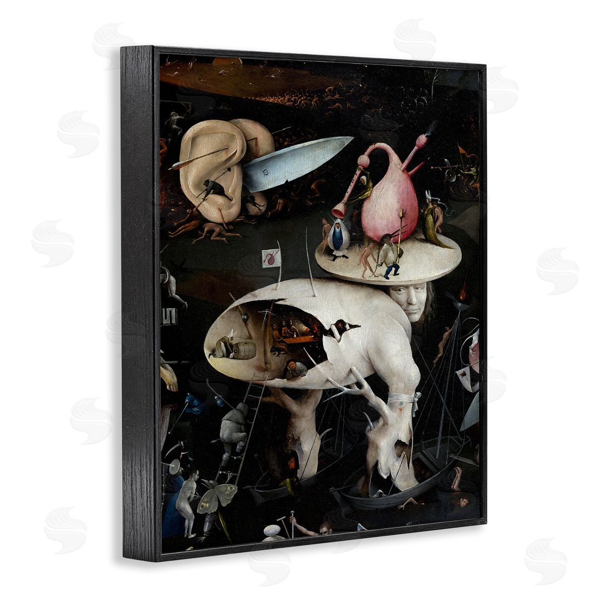 one1000paintings Garden of Earthly Delights Right Panel Detail Hieronymus Bosch Painting Black Framed Giclee Wall Art Print