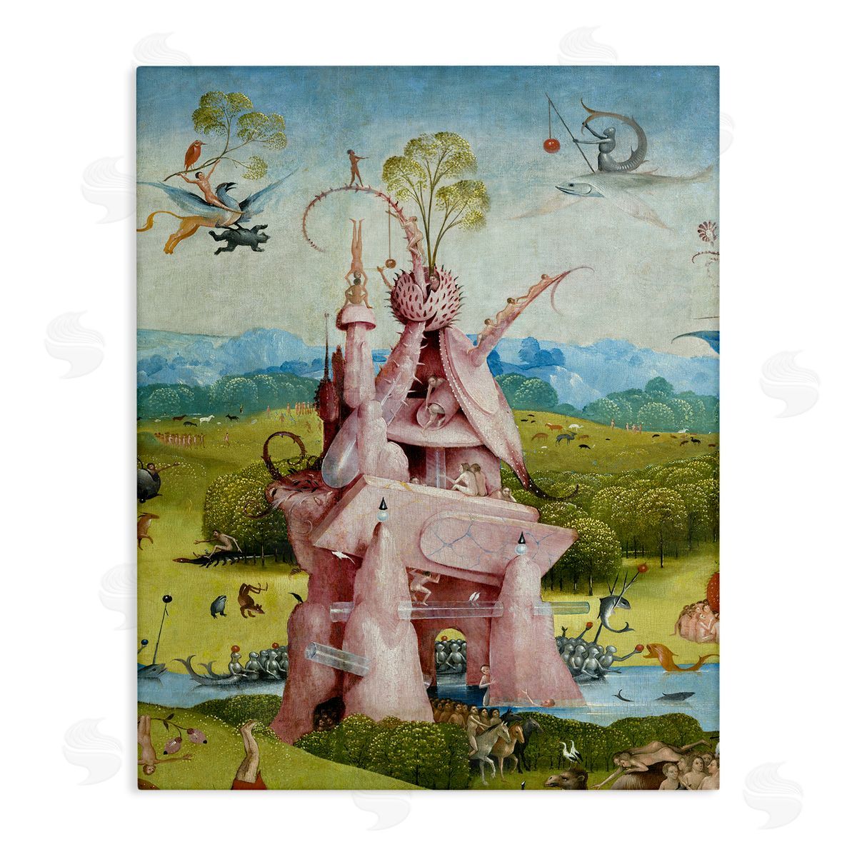 one1000paintings Garden of Earthly Delights Left Panel Detail Hieronymus Bosch Painting Stretched Canvas Wall Art Print