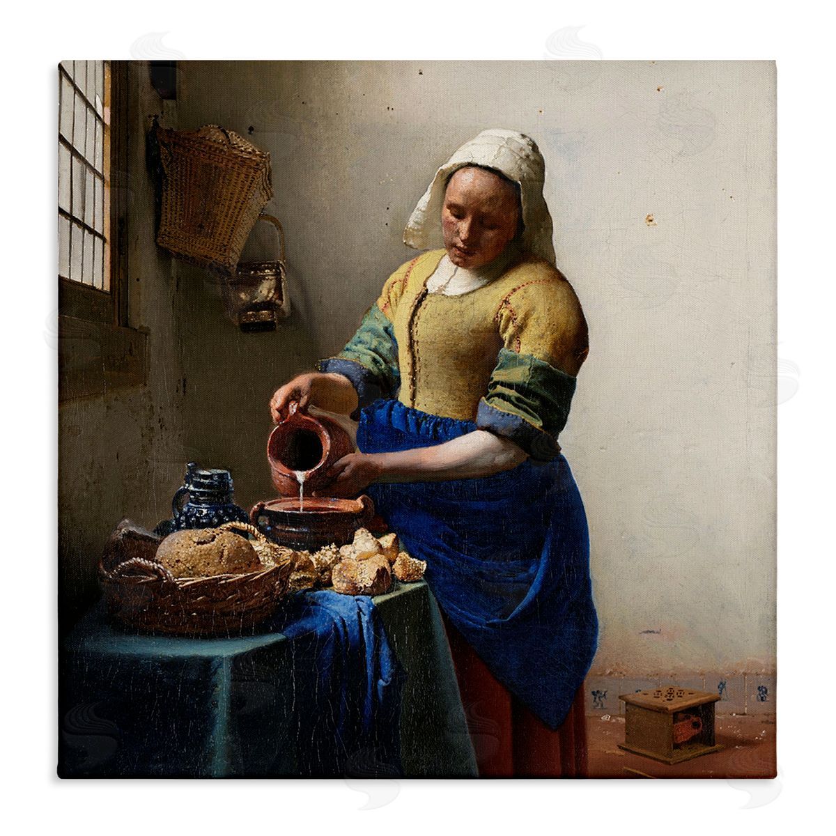 one1000paintings The Kitchen Maid Johannes Vermeer Classical Painting Stretched Canvas Wall Art Print