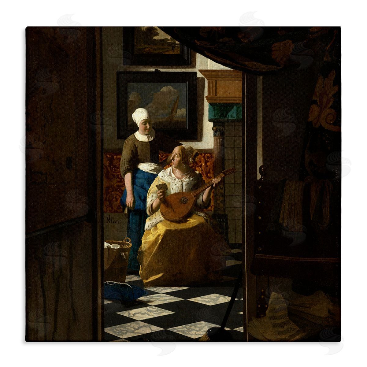 one1000paintings The Love Letter Johannes Vermeer Classical Portrait Painting Stretched Canvas Wall Art Print