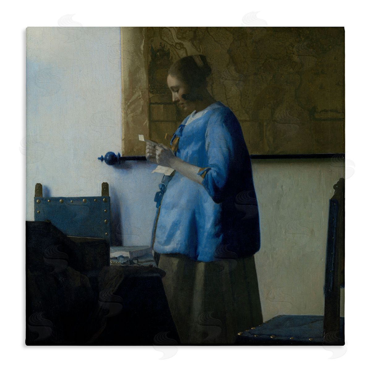 one1000paintings Woman Reading a Letter Johannes Vermeer Classical Painting Stretched Canvas Wall Art Print