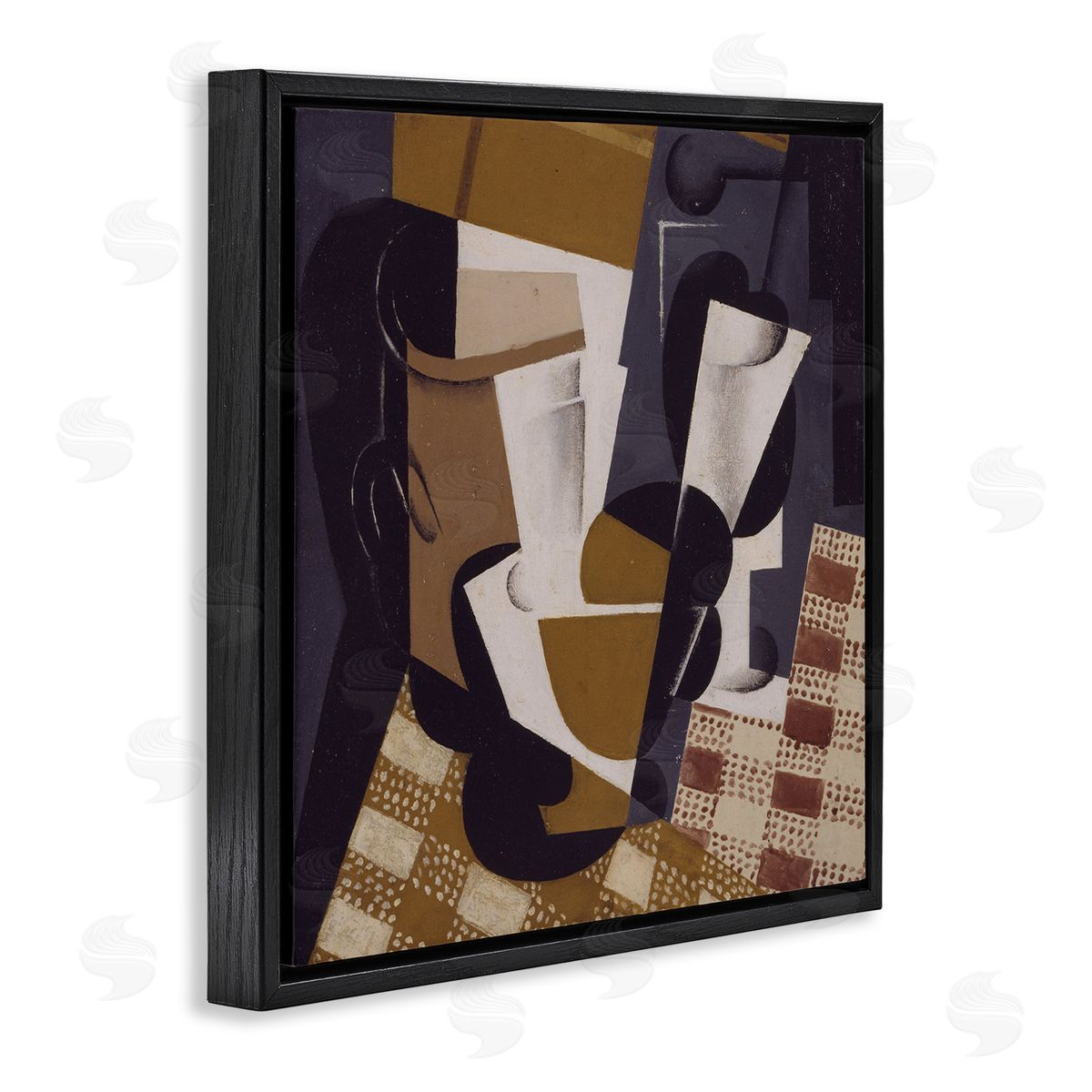 one1000paintings Broc et Verre Juan Gris Classic Abstract Painting Black Floating Frame Canvas Wall Art Print