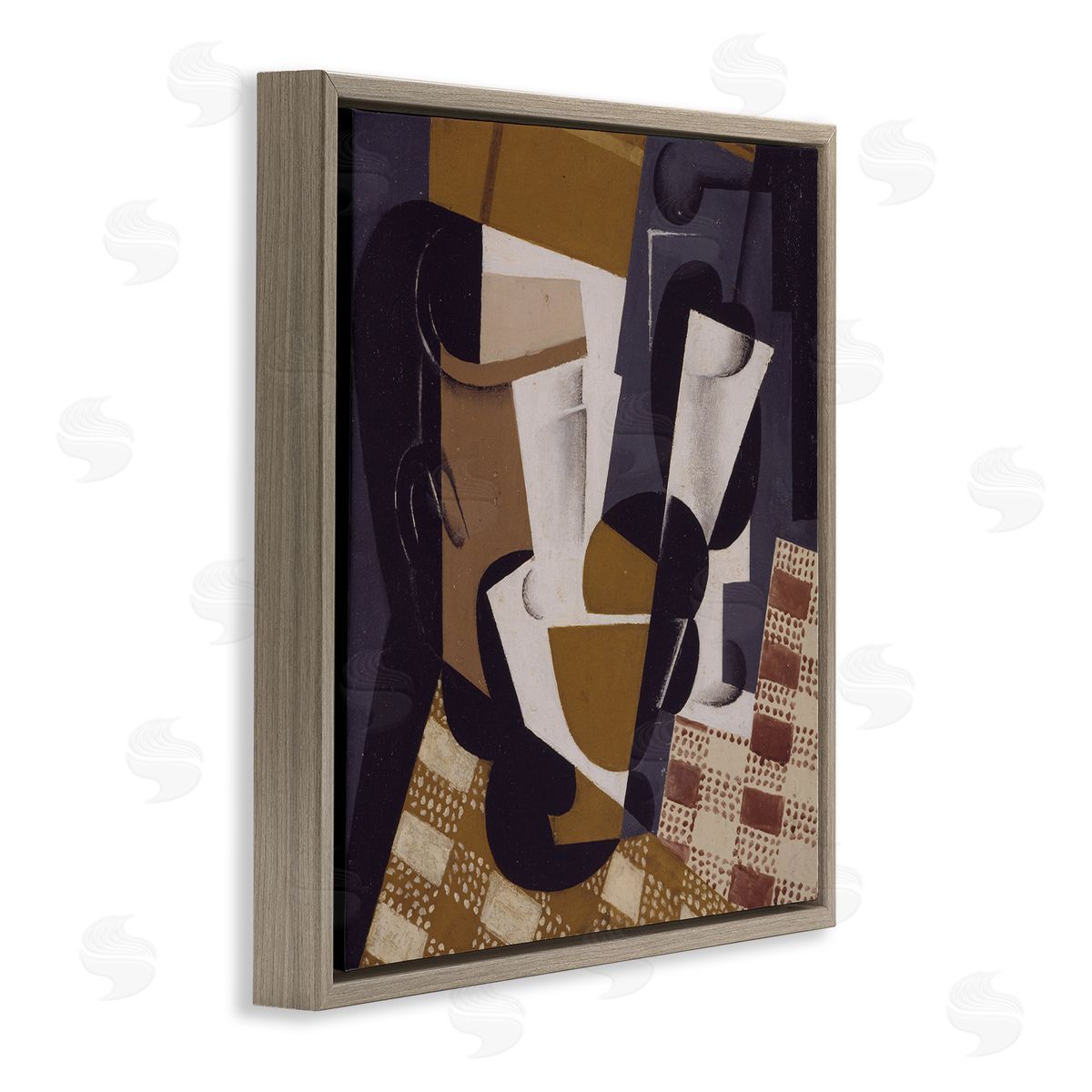 one1000paintings Broc et Verre Juan Gris Classic Abstract Painting Brown Floating Frame Canvas Wall Art Print