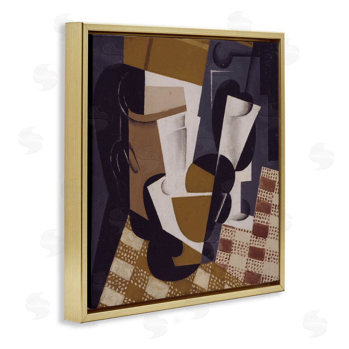 one1000paintings Broc et Verre Juan Gris Classic Abstract Painting Gold Floating Frame Canvas Wall Art Print