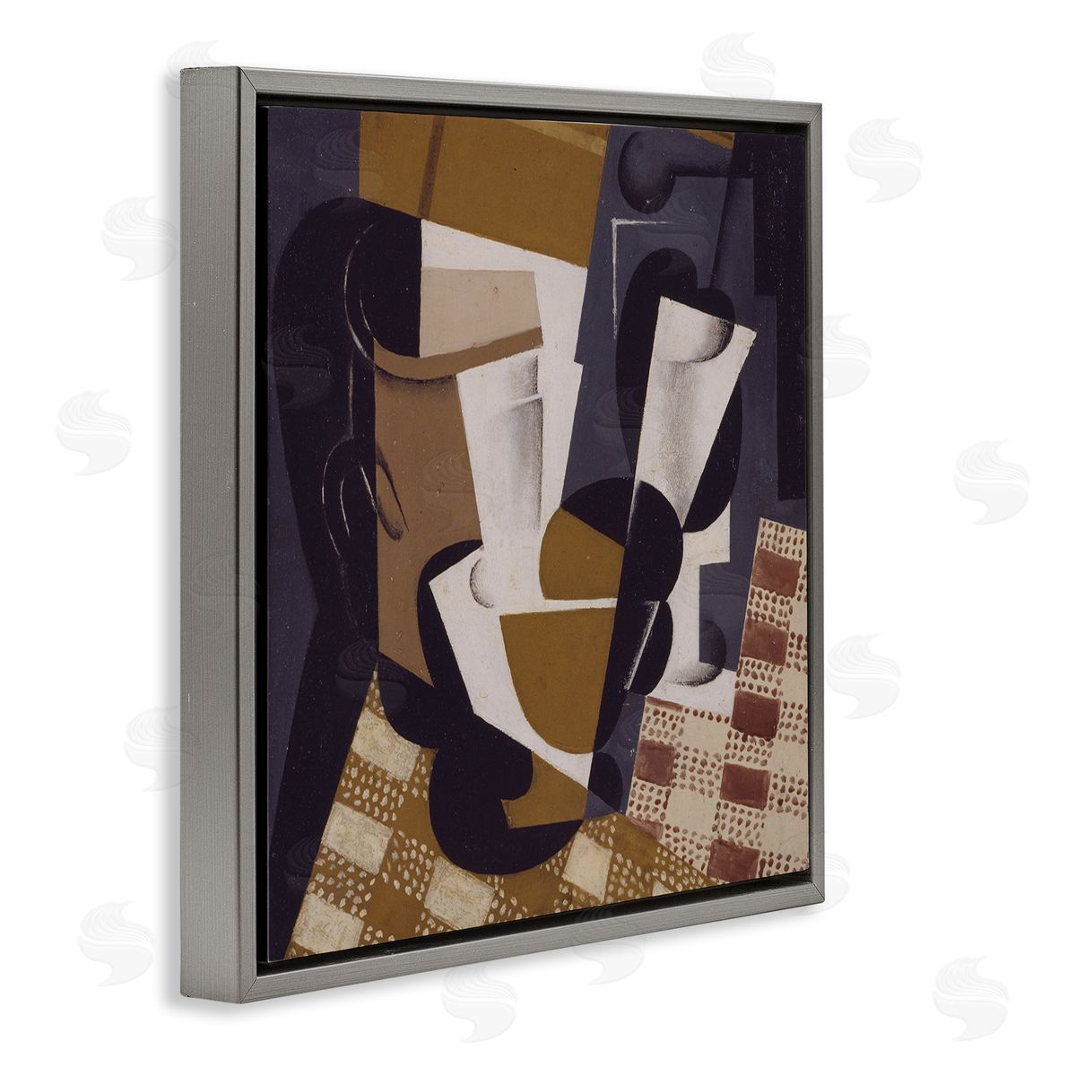 one1000paintings Broc et Verre Juan Gris Classic Abstract Painting Gray Floating Frame Canvas Wall Art Print