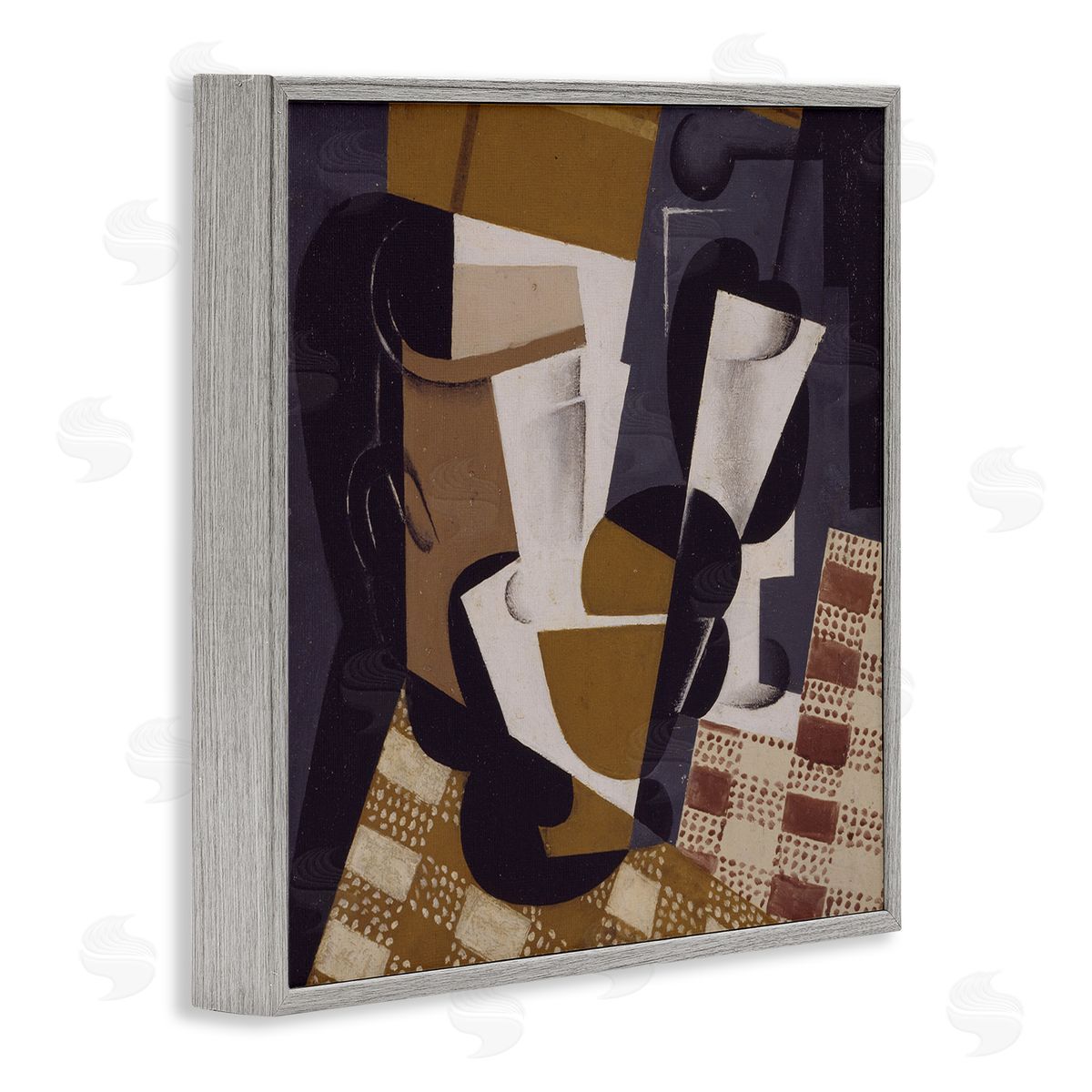 one1000paintings Broc et Verre Juan Gris Classic Abstract Painting Gray Framed Glicee Wall Art Print