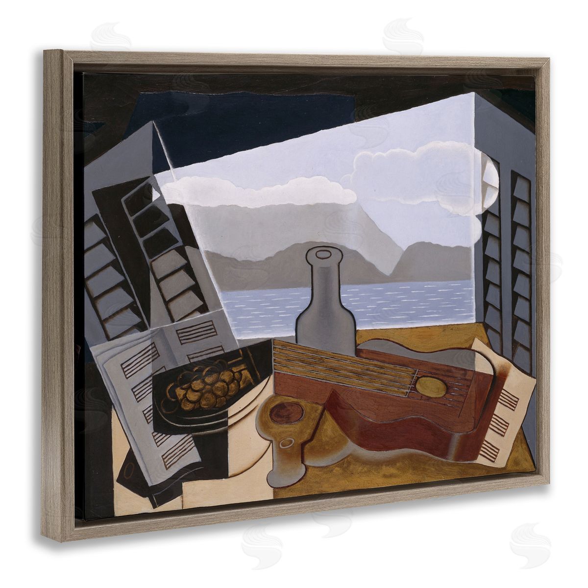 one1000paintings La Fenetre Ouverte Juan Gris Classic Abstract Painting Brown Floating Frame Canvas Wall Art Print