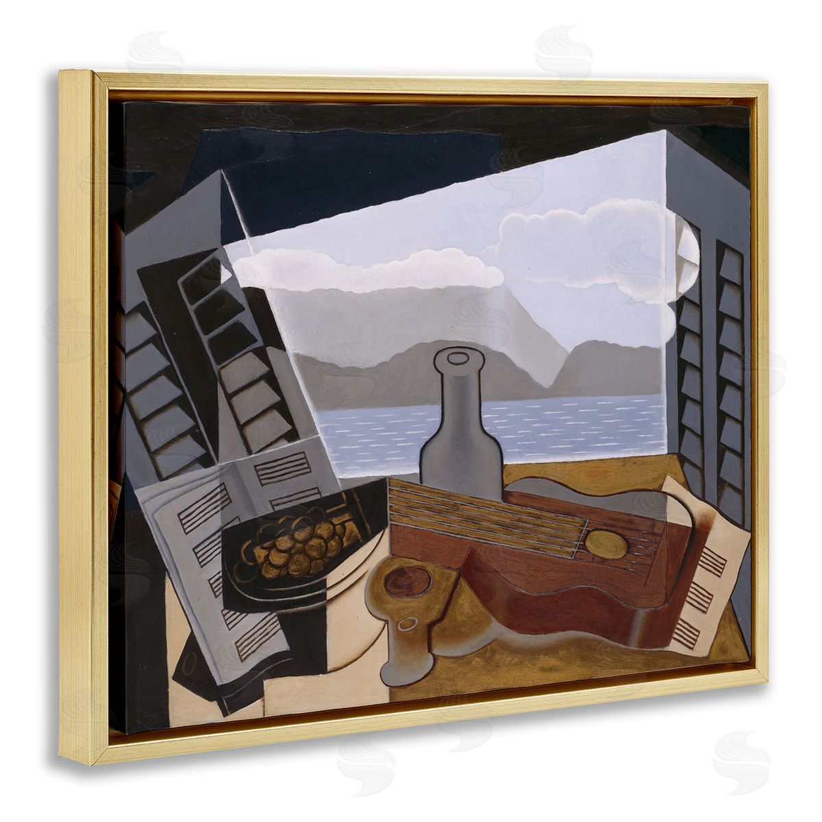 one1000paintings La Fenetre Ouverte Juan Gris Classic Abstract Painting Gold Floating Frame Canvas Wall Art Print