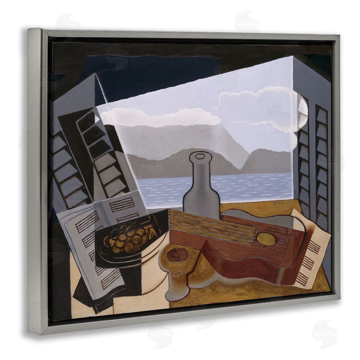 one1000paintings La Fenetre Ouverte Juan Gris Classic Abstract Painting Gray Floating Frame Canvas Wall Art Print