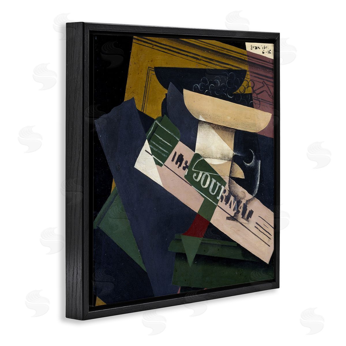 one1000paintings Le Raisins Juan Gris Classic Abstract Painting Black Floating Frame Canvas Wall Art Print
