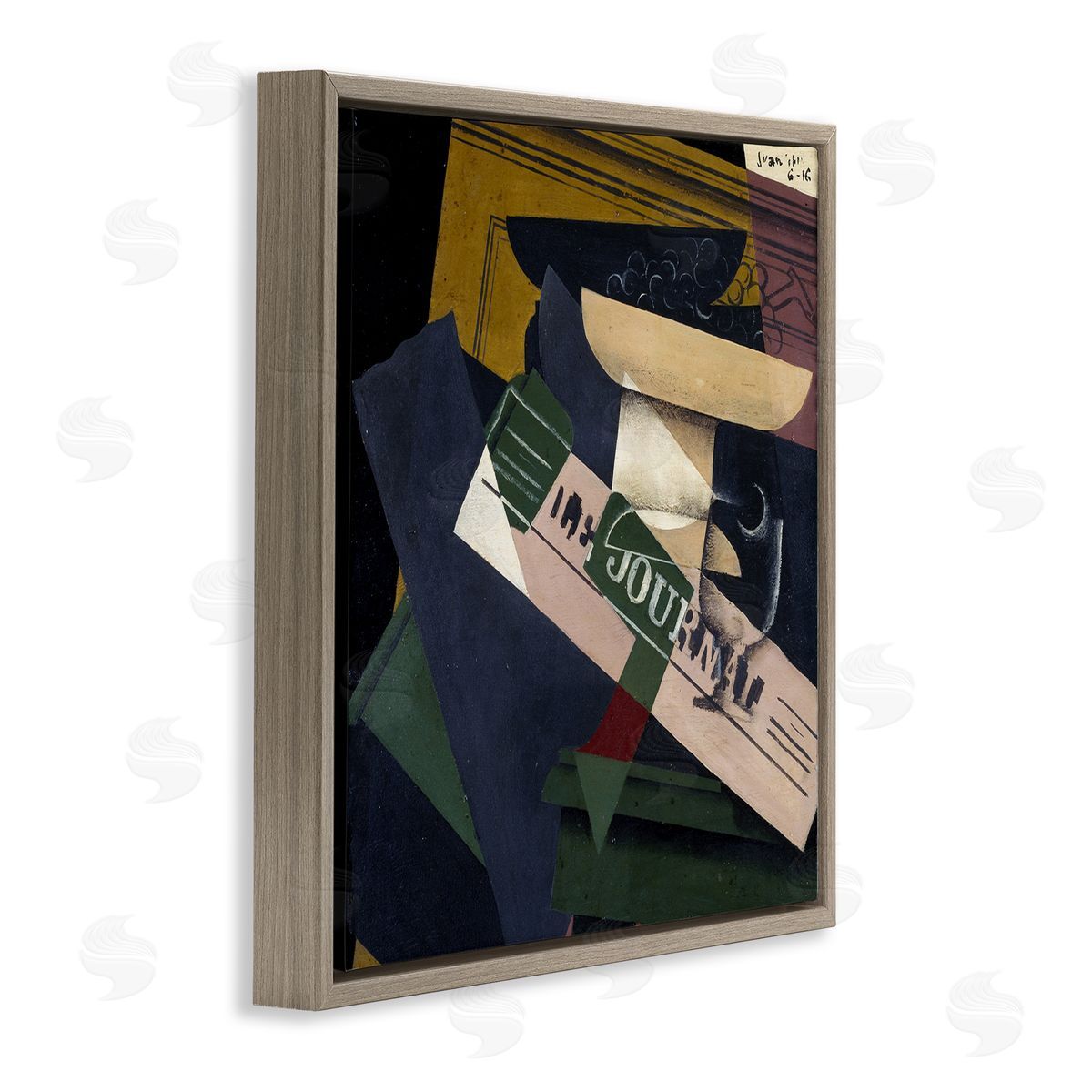 one1000paintings Le Raisins Juan Gris Classic Abstract Painting Brown Floating Frame Canvas Wall Art Print