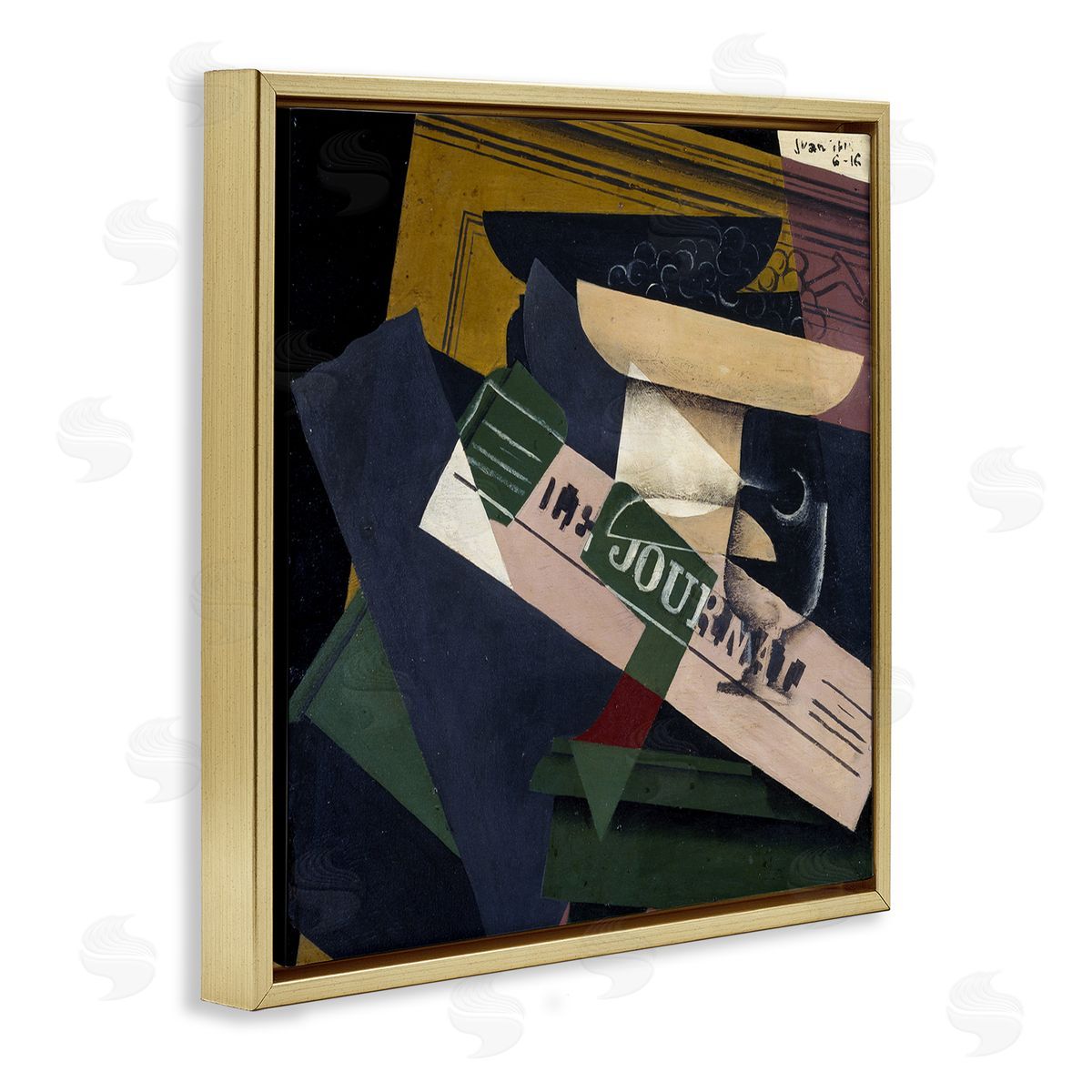 one1000paintings Le Raisins Juan Gris Classic Abstract Painting Gold Floating Frame Canvas Wall Art Print
