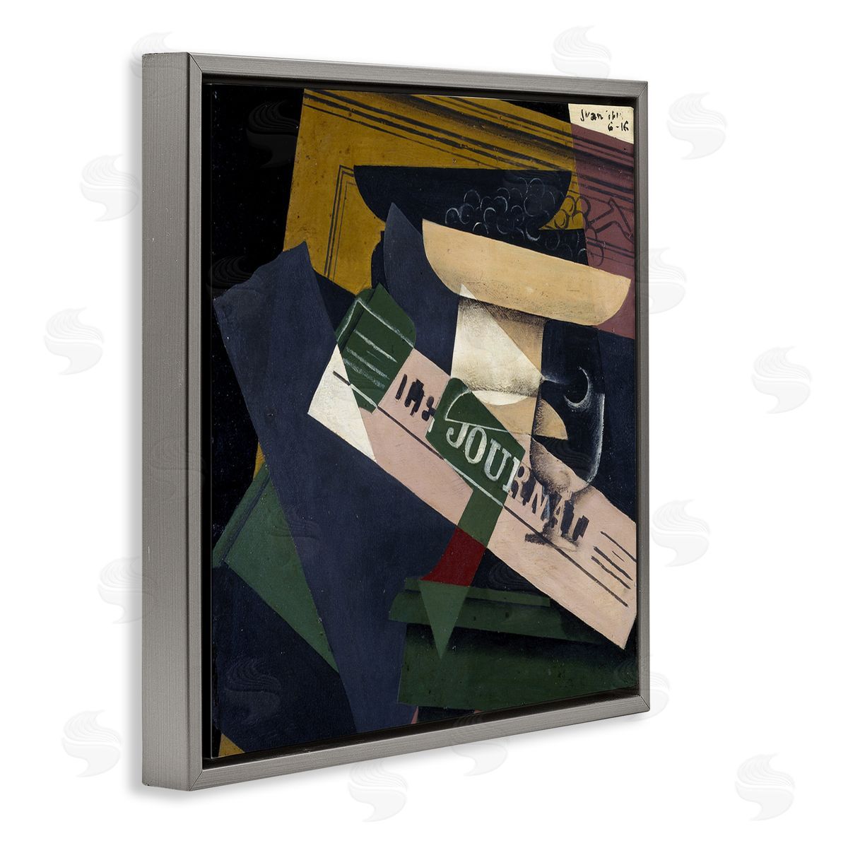 one1000paintings Le Raisins Juan Gris Classic Abstract Painting Gray Floating Frame Canvas Wall Art Print