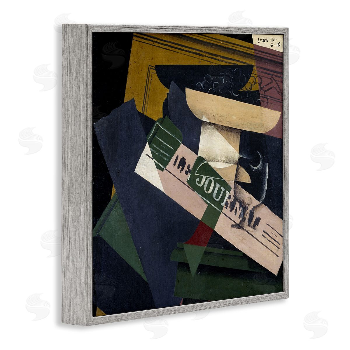 one1000paintings Le Raisins Juan Gris Classic Abstract Painting Gray Framed Glicee Wall Art Print