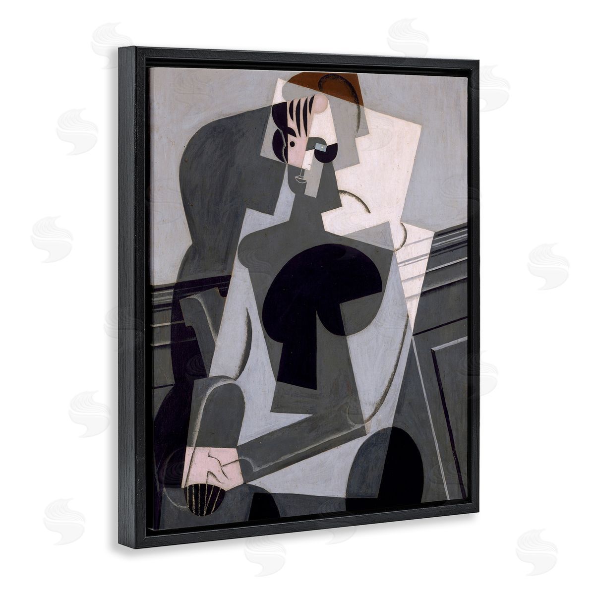 one1000paintings Portrait de Madame Josette Juan Gris Classic Abstract Painting Black Floating Frame Canvas Wall Art Print