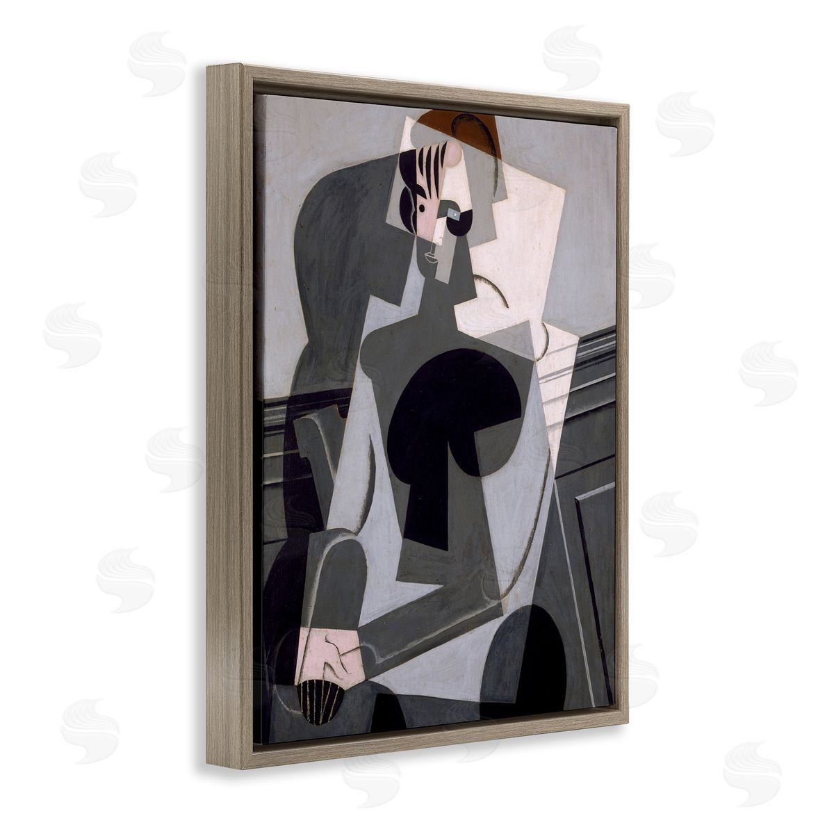 one1000paintings Portrait de Madame Josette Juan Gris Classic Abstract Painting Brown Floating Frame Canvas Wall Art Print