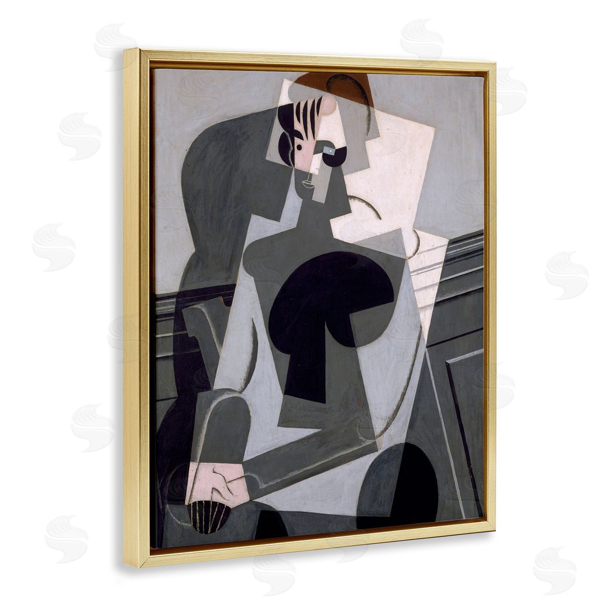 one1000paintings Portrait de Madame Josette Juan Gris Classic Abstract Painting Gold Floating Frame Canvas Wall Art Print