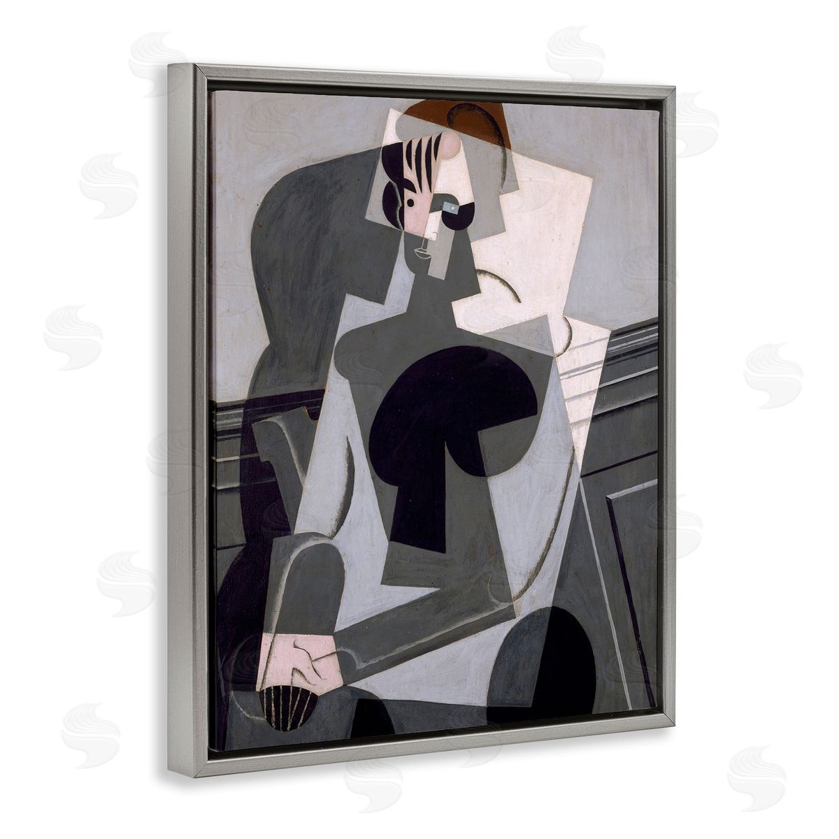 one1000paintings Portrait de Madame Josette Juan Gris Classic Abstract Painting Gray Floating Frame Canvas Wall Art Print
