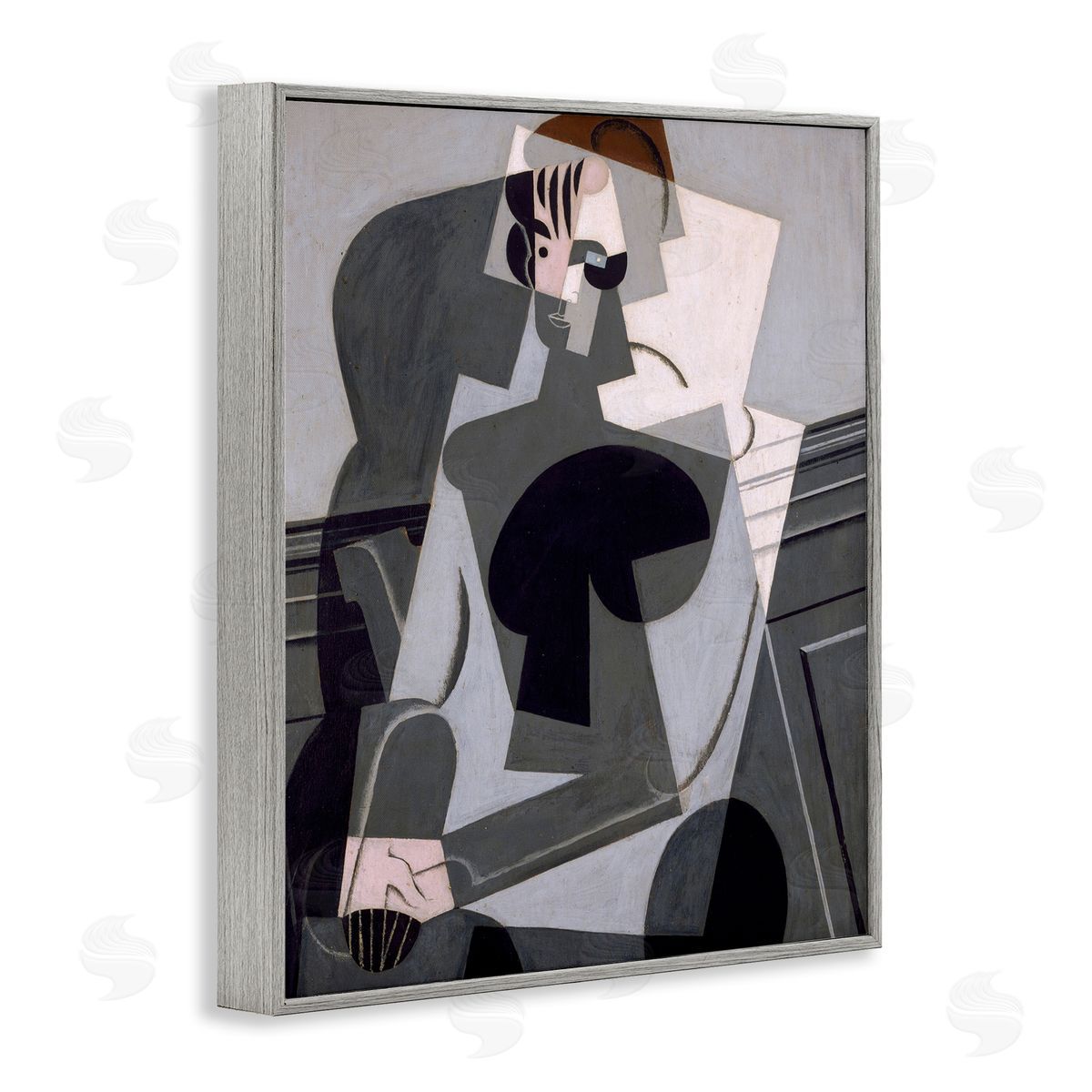 one1000paintings Portrait de Madame Josette Juan Gris Classic Abstract Painting Gray Framed Giclee Wall Art Print