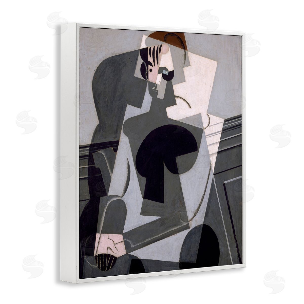 one1000paintings Portrait de Madame Josette Juan Gris Classic Abstract Painting White Framed Giclee Wall Art Print