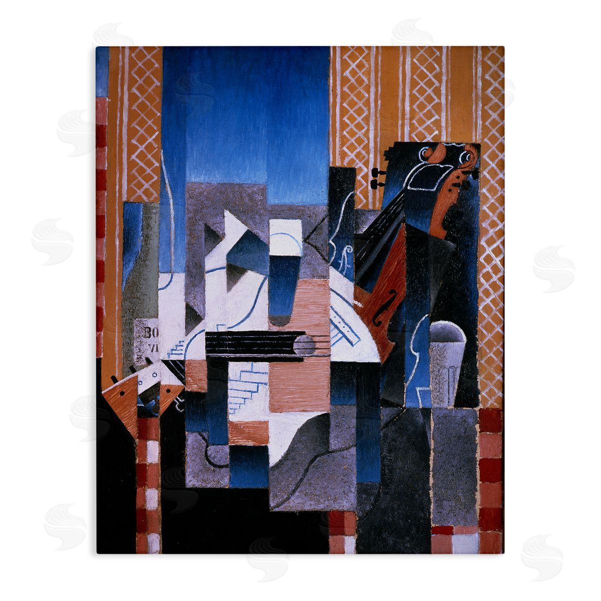 one1000paintings Violon et Guitare Juan Gris Classic Abstract Painting Stretched Canvas Wall Art Print