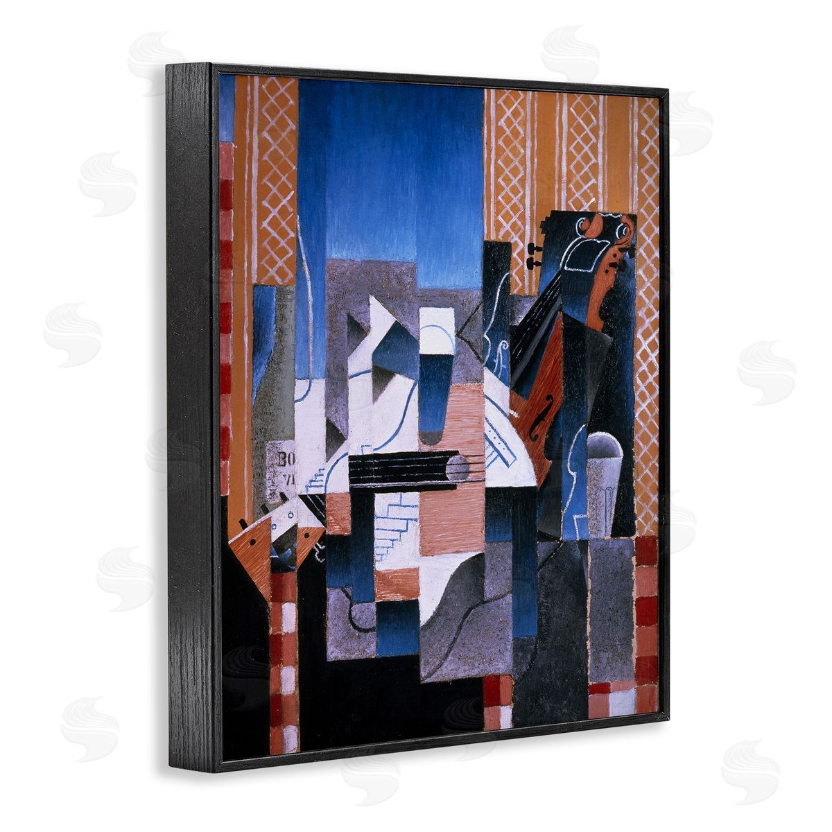 one1000paintings Violon et Guitare Juan Gris Classic Abstract Painting Black Framed Giclee Wall Art Print