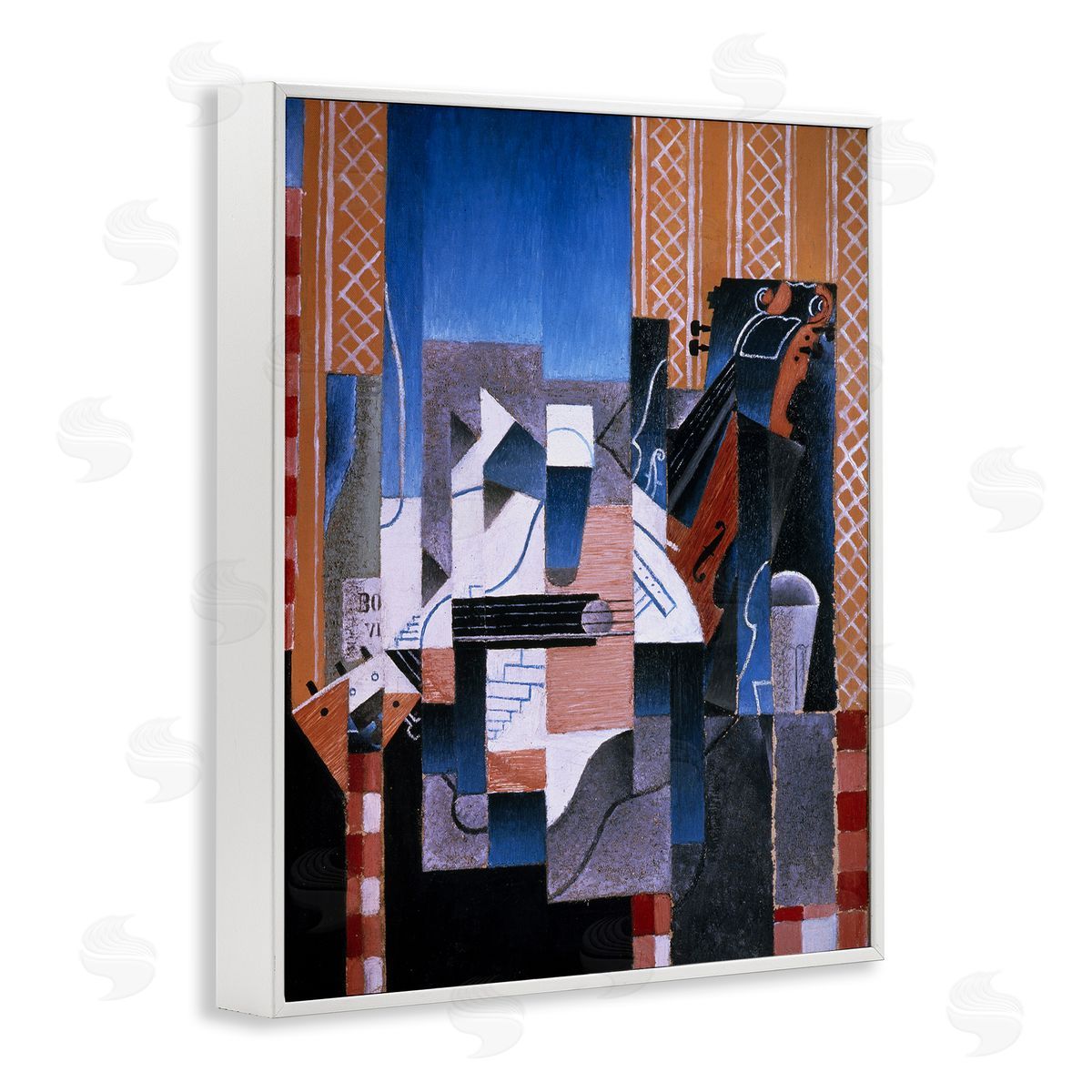 one1000paintings Violon et Guitare Juan Gris Classic Abstract Painting White Framed Giclee Wall Art Print