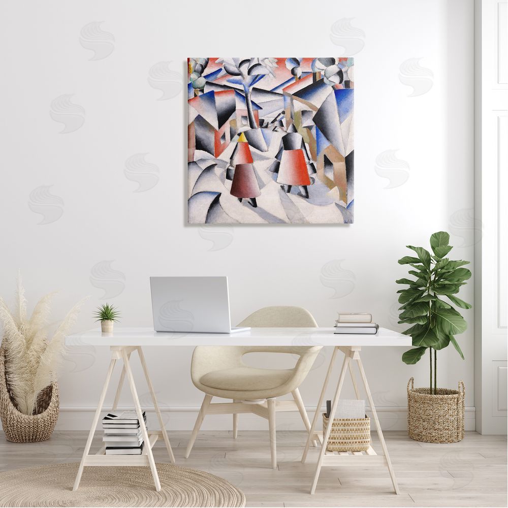 one1000paintings Morning in Village after Snowstorn Abstract Kazimir Malevich Painting Canvas Wall Art in Room