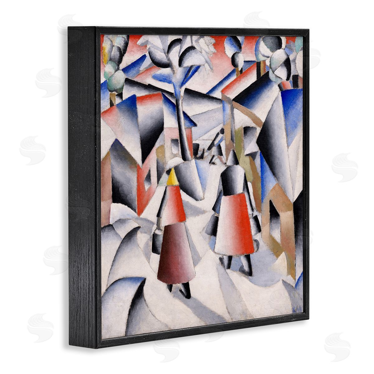 one1000paintings Morning in Village after Snowstorn Abstract Kazimir Malevich Painting Black Framed Glicee Wall Art Print