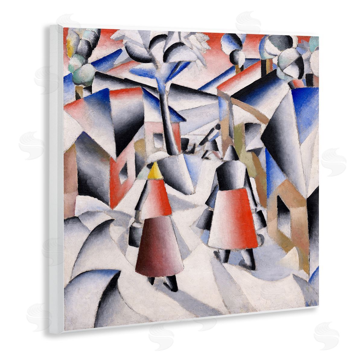 one1000paintings Morning in Village after Snowstorn Abstract Kazimir Malevich Painting Wooden Wall Plaque Art Print