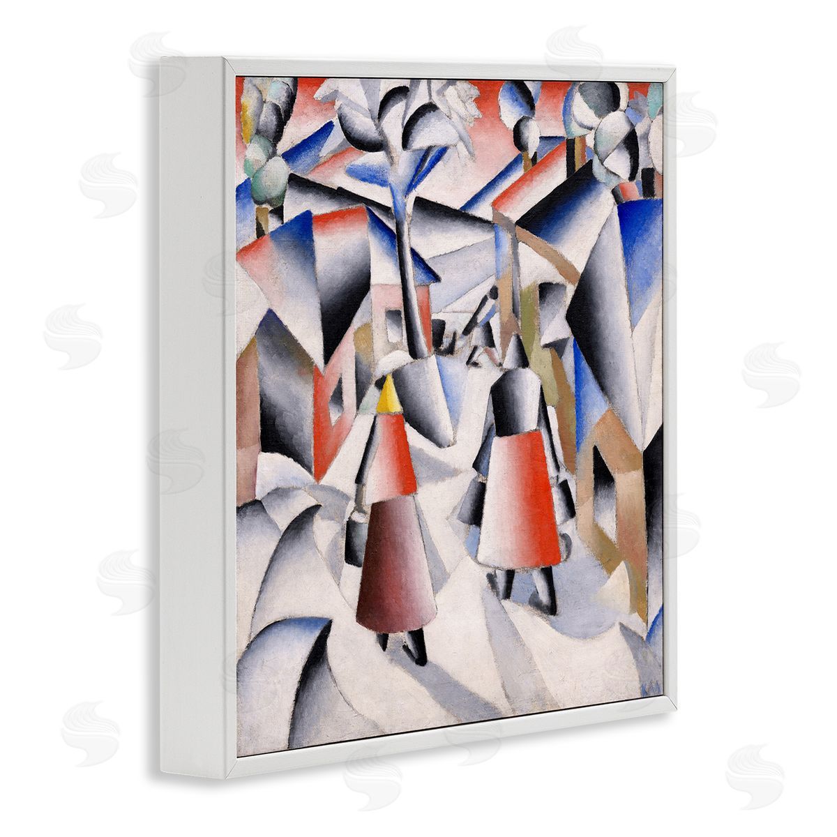 one1000paintings Morning in Village after Snowstorn Abstract Kazimir Malevich Painting White Framed Glicee Wall Art Print