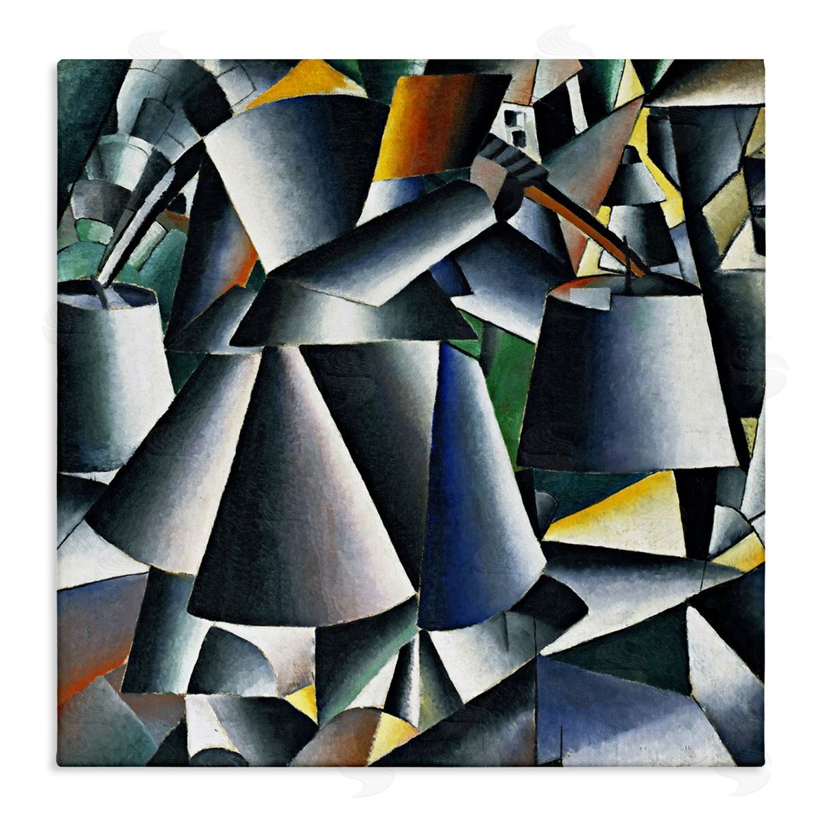 one1000paintings Woman with Pails Kazimir Malevich Classic Abstract Painting Stretched Canvas Wall Art Print