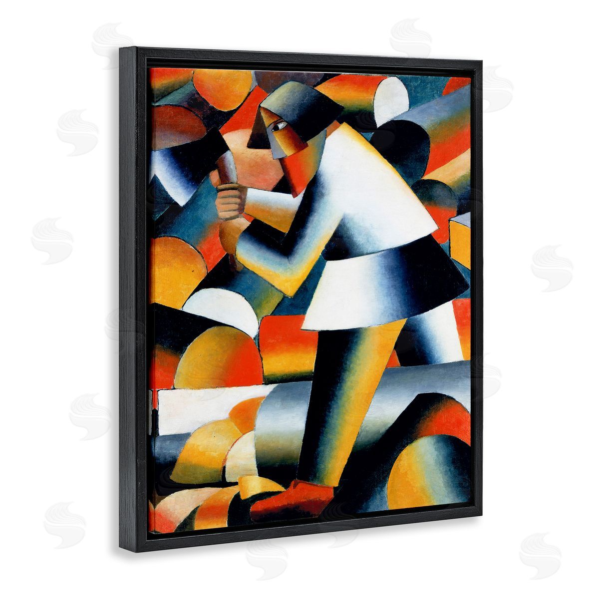 one1000paintings Farmer Kazimir Melevih Classic Abstract Painting Black Floating Frame Canvas Wall Art Print