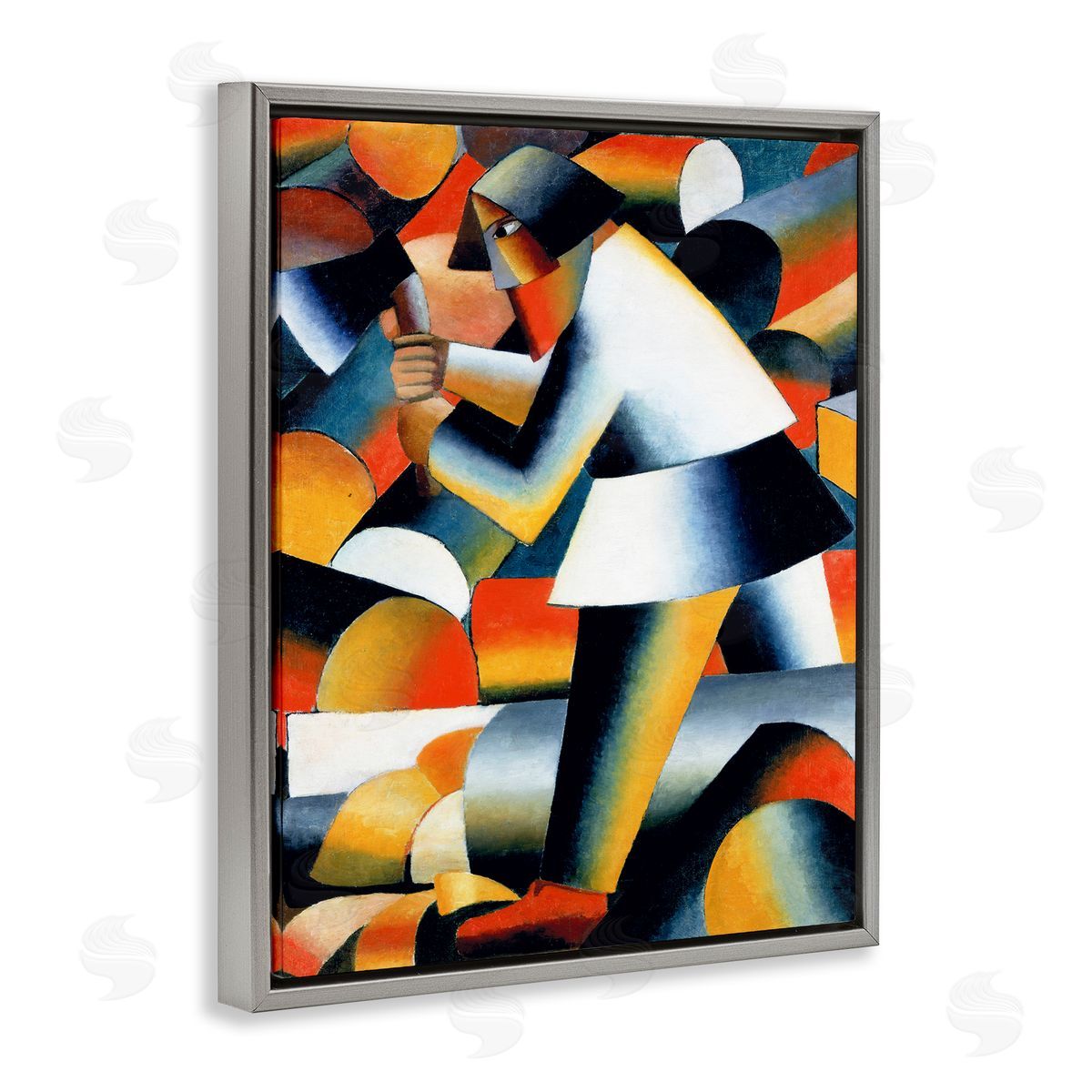 one1000paintings Farmer Kazimir Melevih Classic Abstract Painting Gray Floating Frame Canvas Wall Art Print