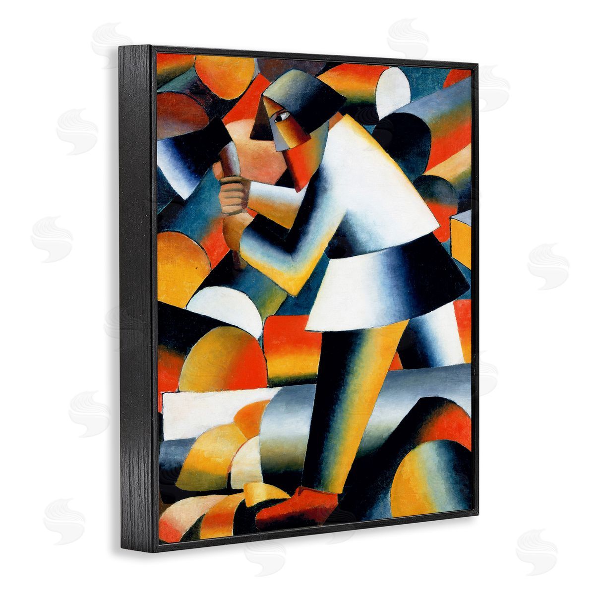 one1000paintings Farmer Kazimir Melevih Classic Abstract Painting Black Framed Giclee Wall Art Print