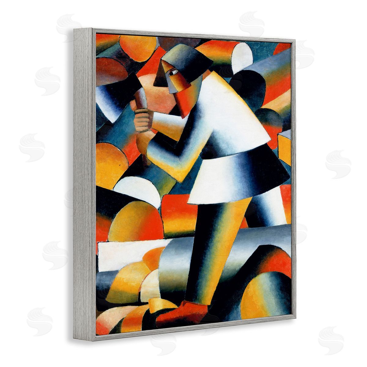 one1000paintings Farmer Kazimir Melevih Classic Abstract Painting Gray Framed Giclee Wall Art Print