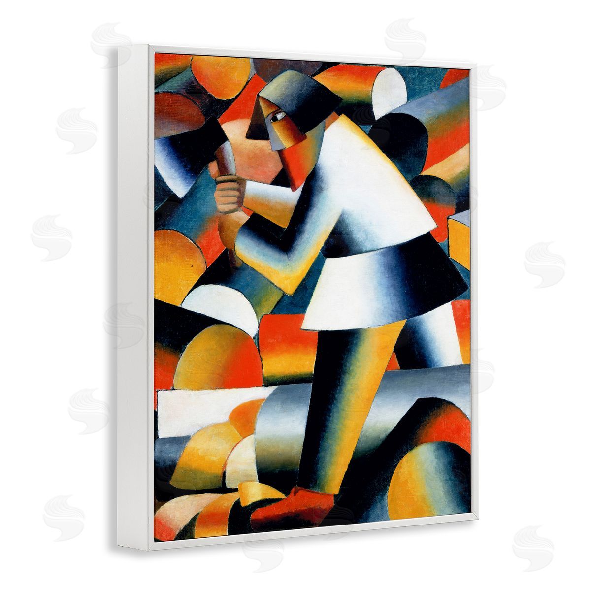 one1000paintings Farmer Kazimir Melevih Classic Abstract Painting White Framed Giclee Wall Art Print