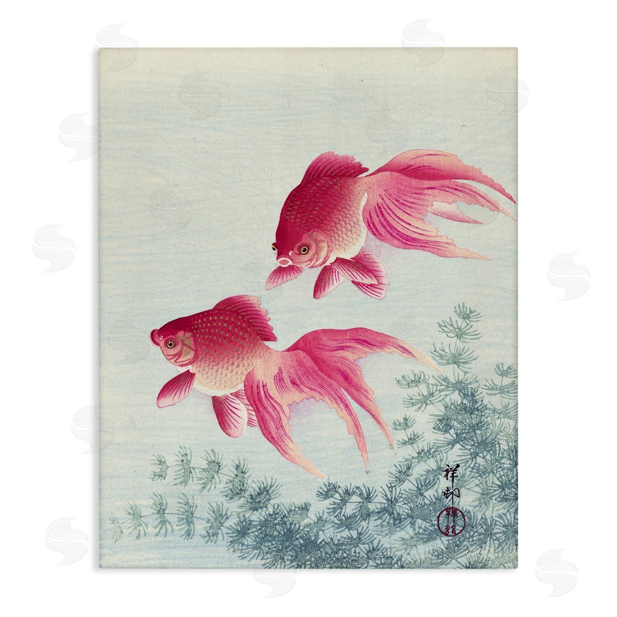 one1000paintings Goldfish Ohara Koson Traditional Painting Fish Portrait Stretched Canvas Wall Art Print